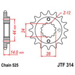 Звездочка передняя JT Sprockets (шаг 525 ) JT JTF314